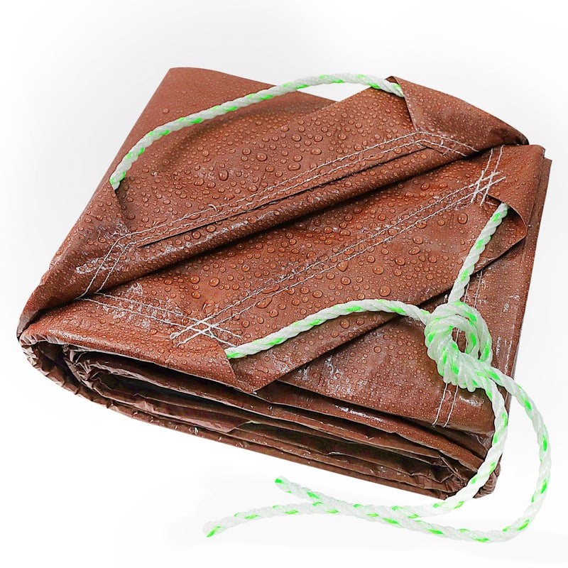 TARPAL 4x4(2pack) Small tarp with Drawstring Tarp Waterproof Brown Medium Duty tarps Multipurpose Cover for Leaf Camping Firewood Outdoor Furniture etc. - Image 1